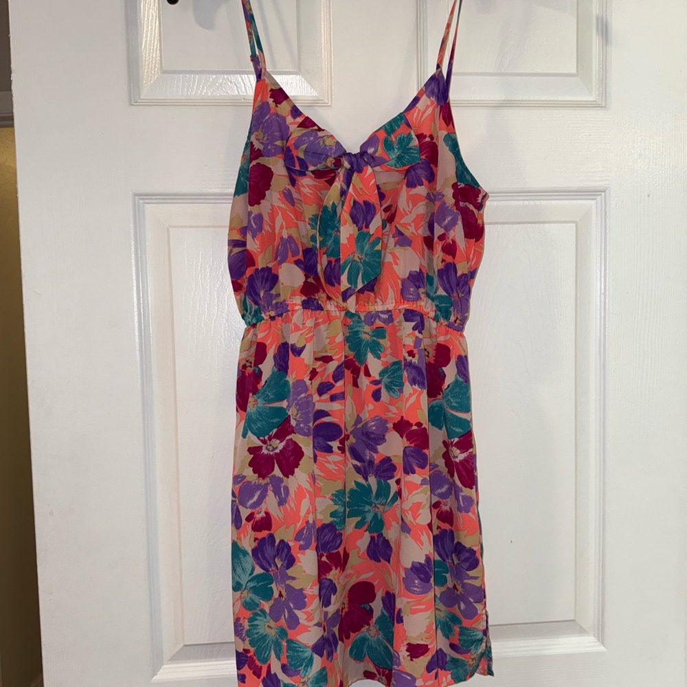 I Love H81 Bright Neon Pink Floral Sleeveless Dress with Bow Accent 🎀 - Picture 3 of 7
